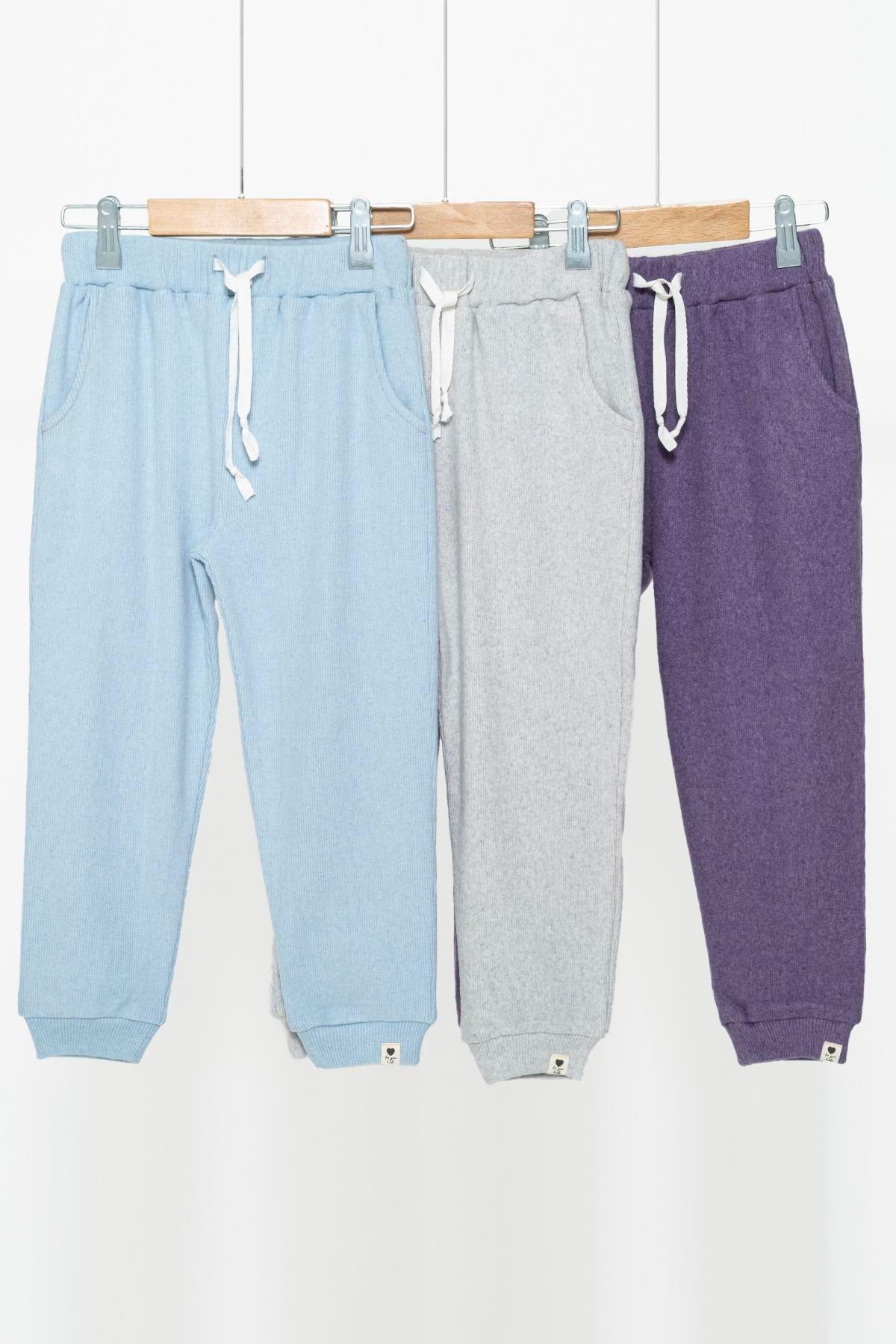 3'lü Mavi Gri Mor Cepli Jogger Set For You Kids 3'lü Mavi Gri Mor Cepli Jogger Set