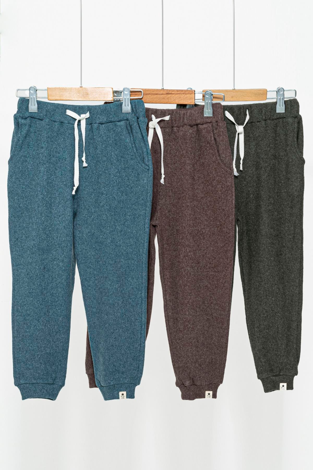 3'lü Mavi Kahve Yeşil Cepli Jogger Set For You Kids 3'lü Mavi Kahve Yeşil Cepli Jogger Set