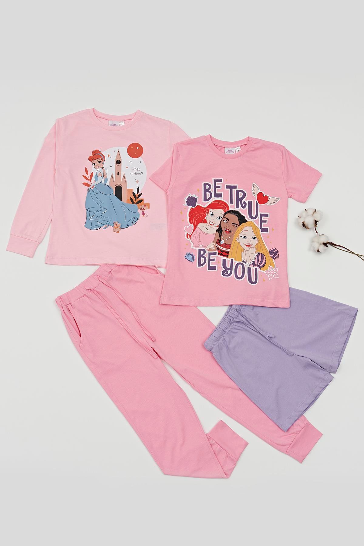 For You Kids 4'lü Disney Princess Baskılı Tshirt Şort Pantolon Takım For You Kids 4'lü Disney Princess Baskılı Tshirt Şort Pantolon Takım