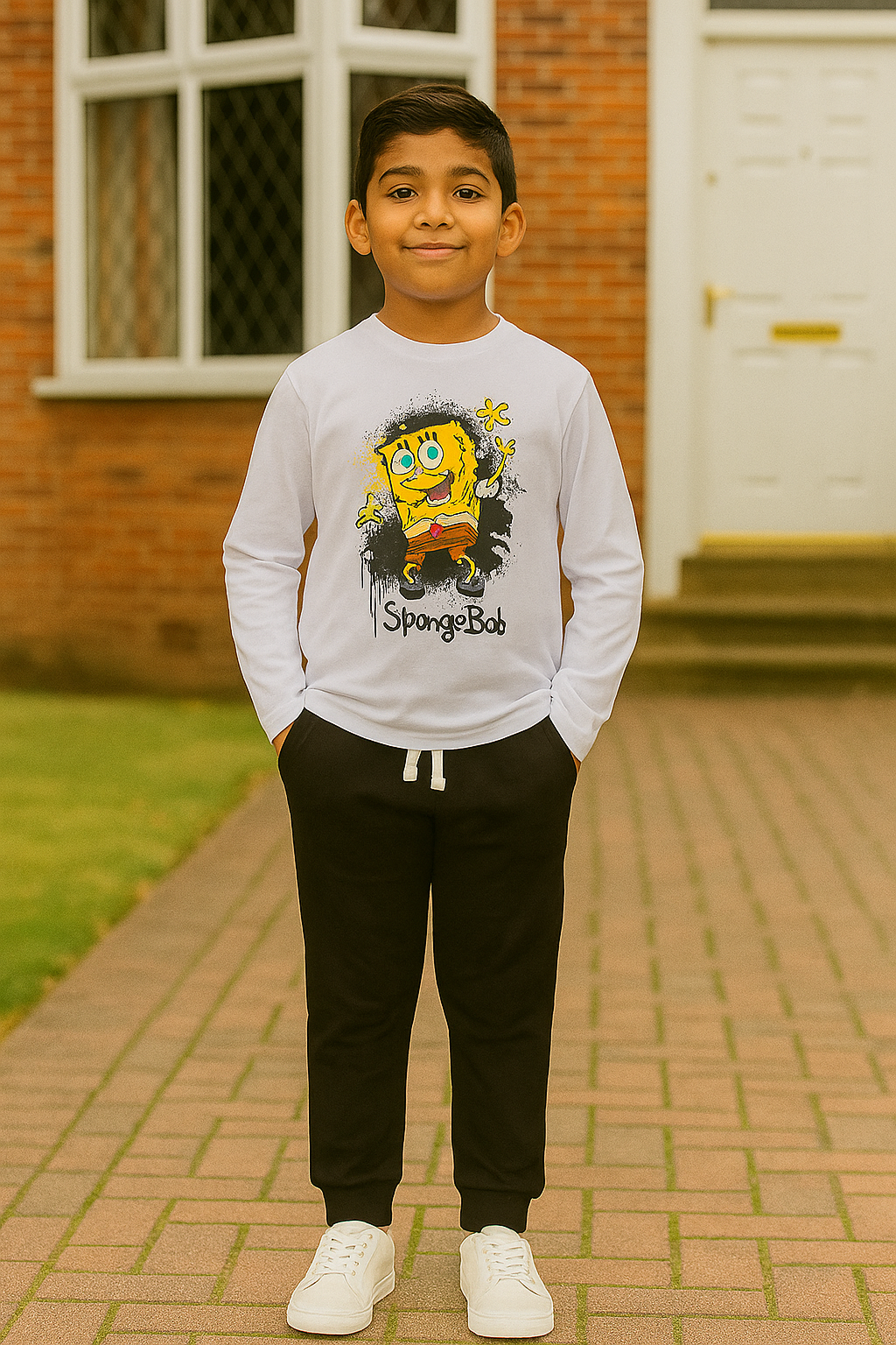 4'lü Sünger Bob Baskı Lacivert Tshirt Şort Pantolon Takım/For You Kids/Alt Üst Takım For You Kids 4'lü Sünger Bob Baskı Lacivert Tshirt Şort Pantolon Takım