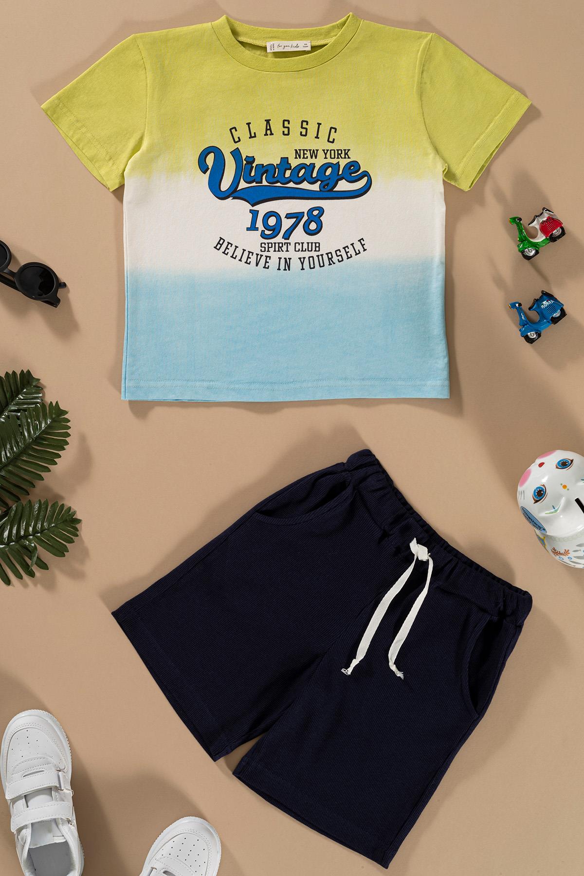 For You Kids Batik Baskılı Su Yeşili Tshirt Şort Takım For You Kids Batik Baskılı Su Yeşili Tshirt Şort Takım