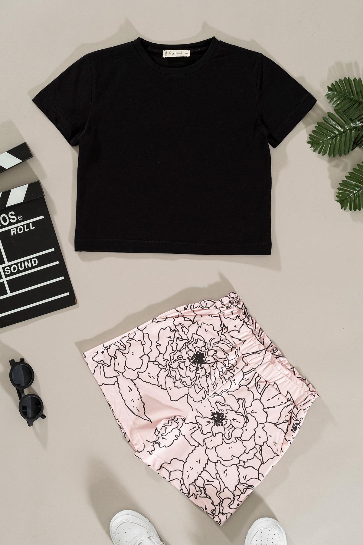 For You Kids Çicek Baskılı Alt Üst Takım For You Kids Çicek Baskılı Alt Üst Takım