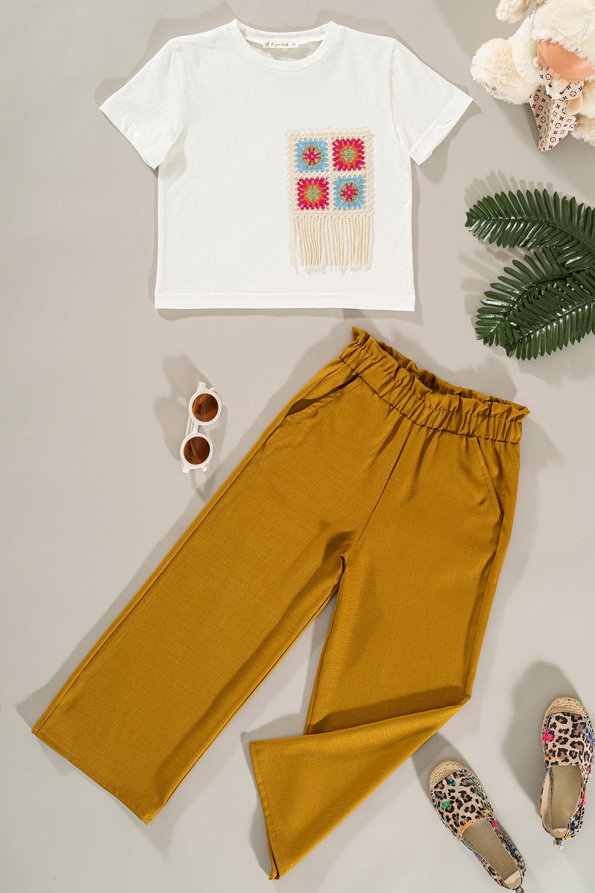 For You Kids Dantel Cep Detaylı Hardal Pantolon Takım For You Kids Dantel Cep Detaylı Hardal Pantolon Takım