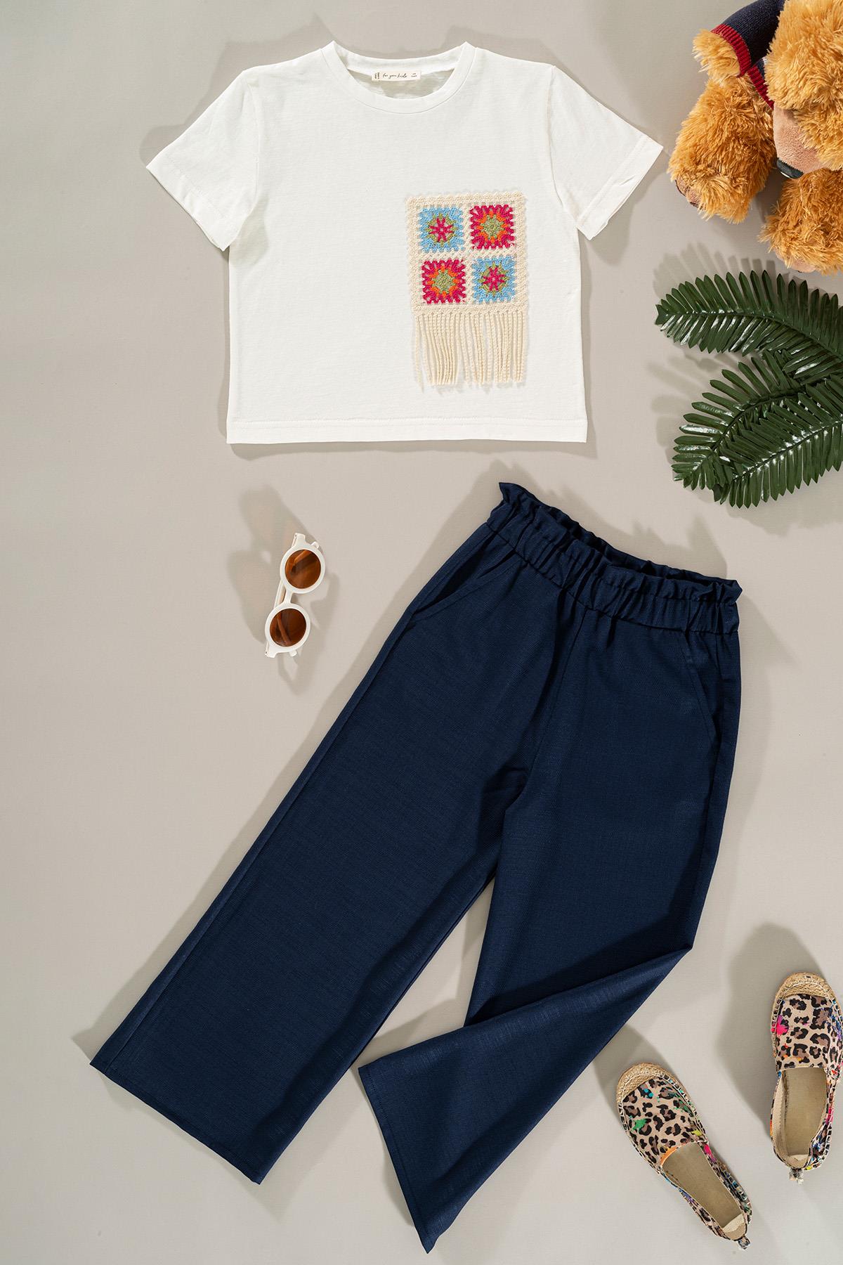 For You Kids Dantel Cep Detaylı Lacivert Pantolon Takım For You Kids Dantel Cep Detaylı Lacivert Pantolon Takım