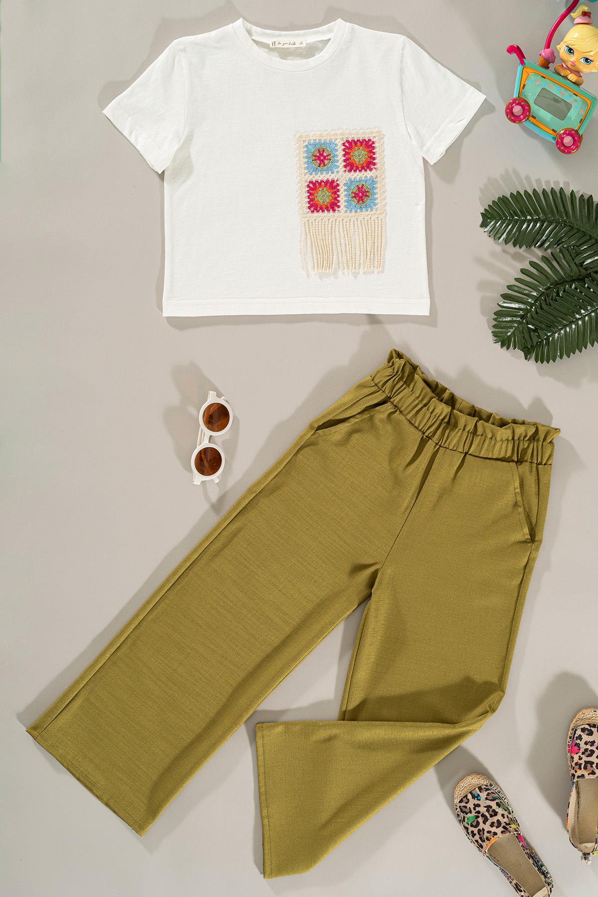 For You Kids Dantel Cep Detaylı Yeşil Pantolon Takım For You Kids Dantel Cep Detaylı Yeşil Pantolon Takım