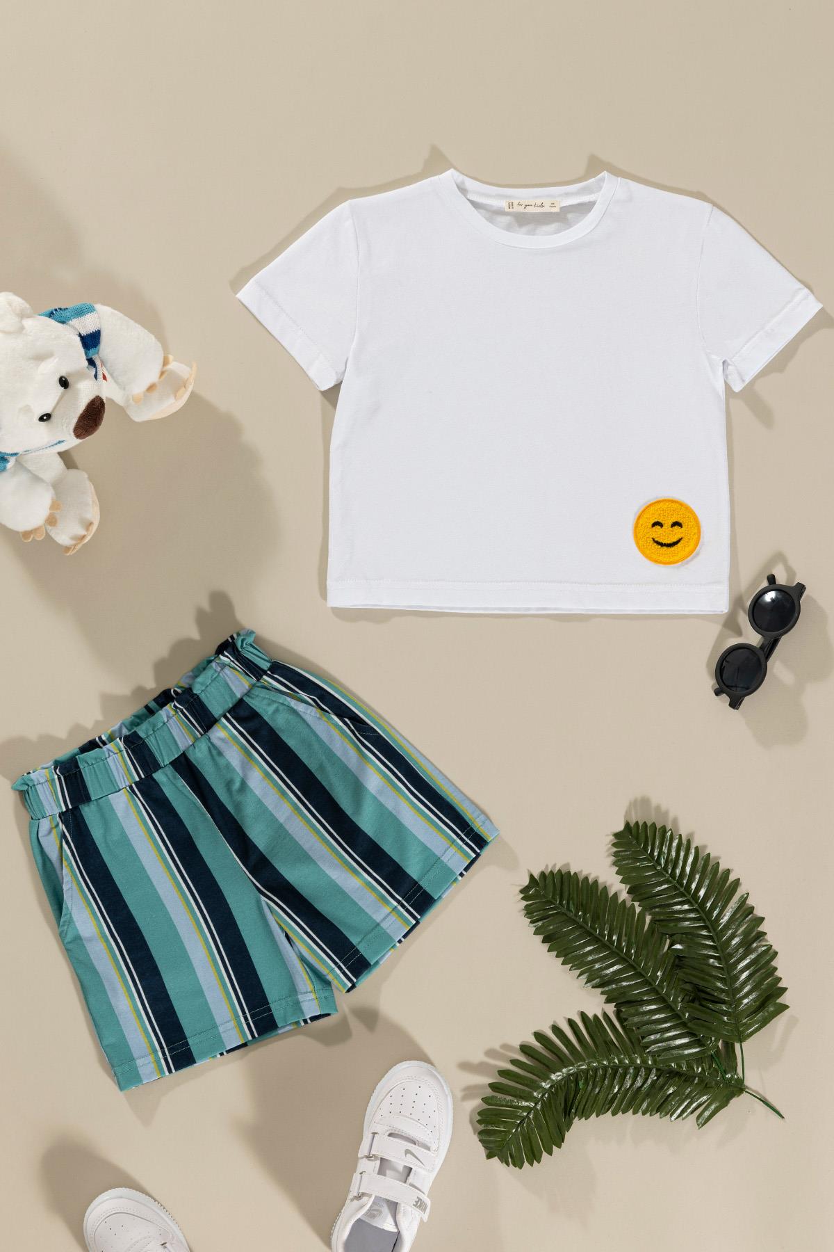 For You Kids Emoji Detaylı Yeşil Alt Üst Takım  For You Kids Emoji Detaylı Yeşil Alt Üst Takım