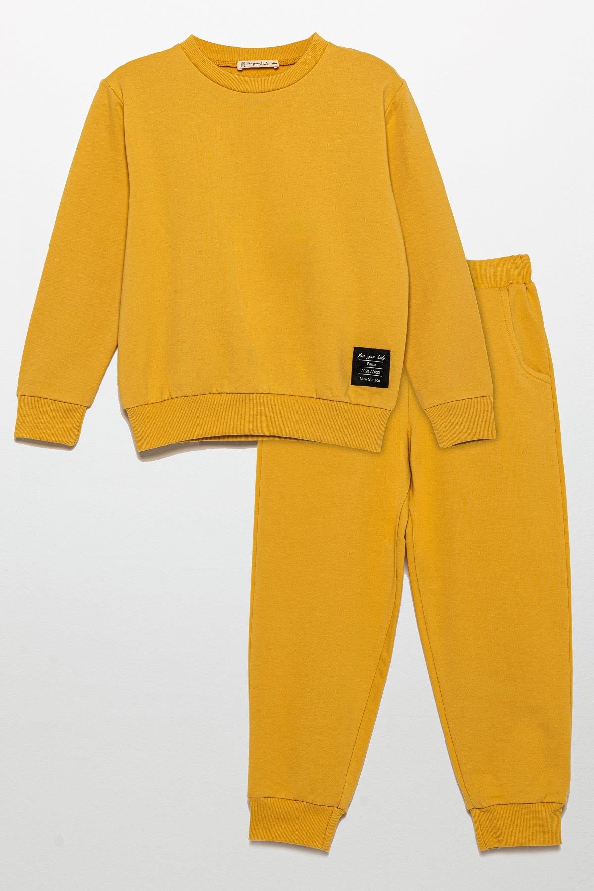 For You Kids Etiket Detaylı Sweatshirt Jogger Sarı Alt Üst Takım For You Kids Etiket Detaylı Sweatshirt Jogger Sarı Alt Üst Takım