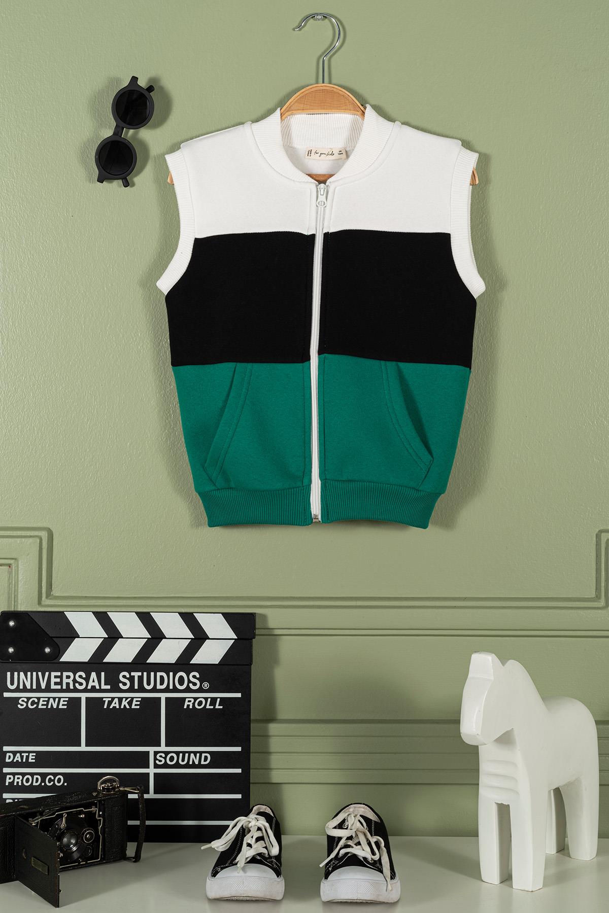 For You Kids Fermuarlı Garnili Kanguru Cep Yeşil Kız Çocuk Yelek For You Kids Fermuarlı Garnili Kanguru Cep Yeşil Kız Çocuk Yelek