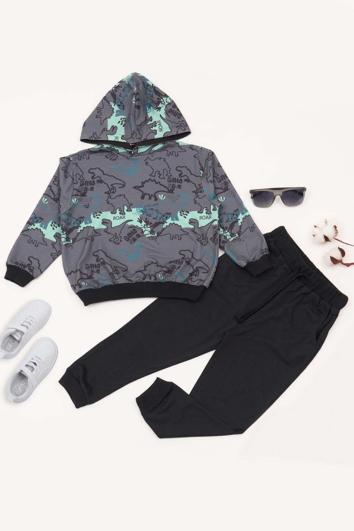 For You Kids Kapişonlu Çıma Detaylı Antrasit Gri Alt Üst Takım For You Kids Kapişonlu Çıma Detaylı Antrasit Gri Alt Üst Takım 