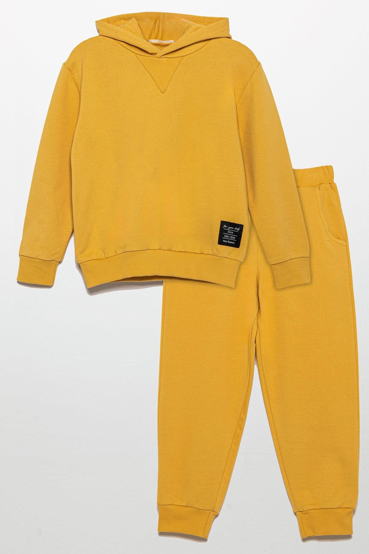For You Kids Kapişonlu Etiket Detaylı Jogger Sarı Alt Üst Takım For You Kids Kapişonlu Etiket Detaylı Jogger Sarı Alt Üst Takım