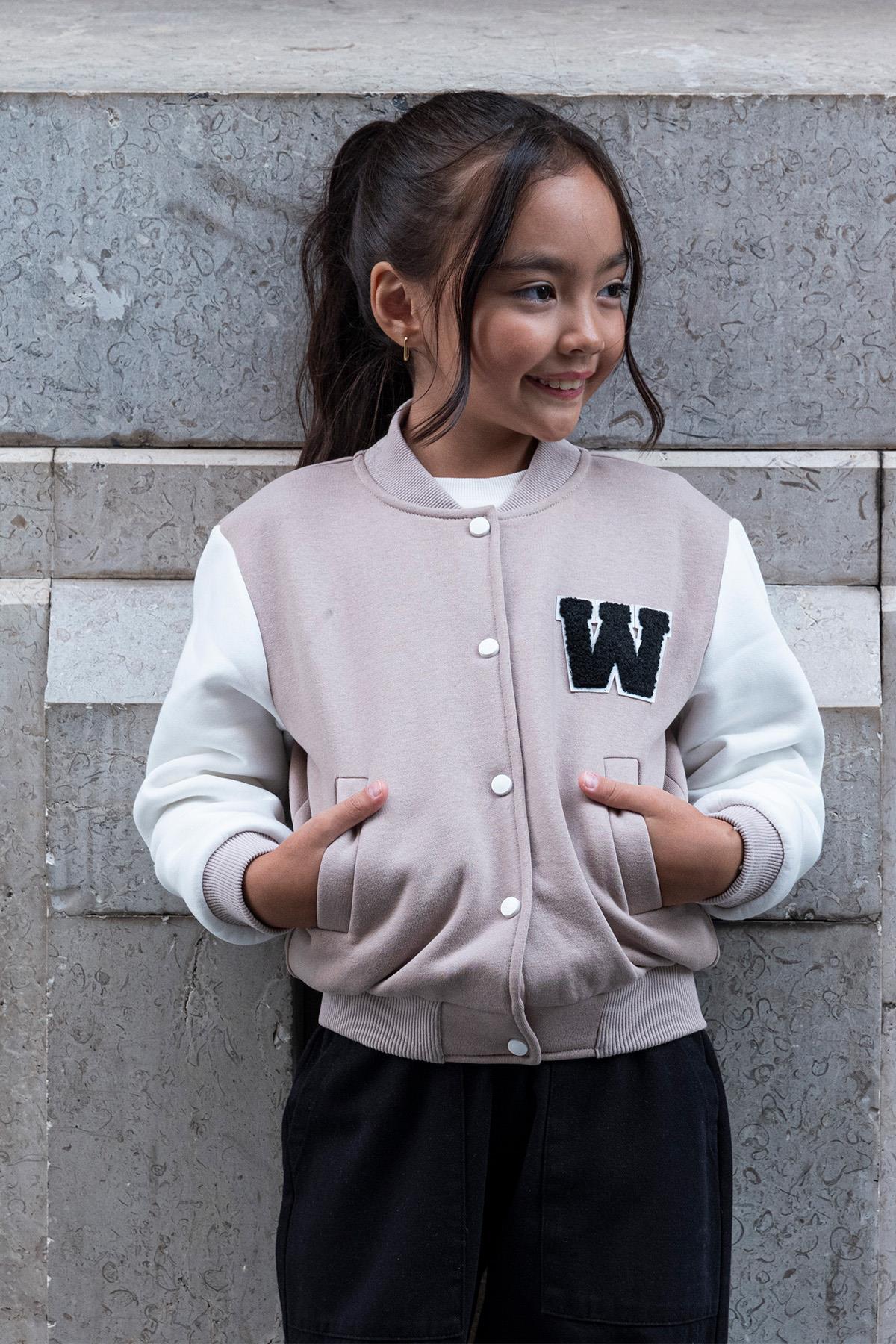 For You Kids W Nakışlı Kız Çocuk Bej Bomber Kolej Ceket For You Kids W Nakışlı Kız Çocuk Bej Bomber Kolej Ceket