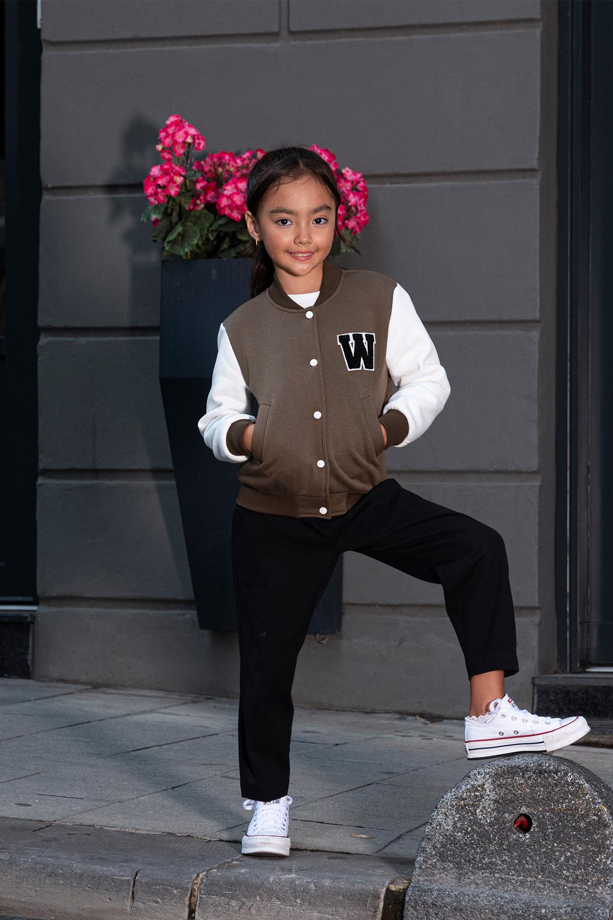 For You Kids W Nakışlı Kız Çocuk Kahverengi Bomber Kolej Ceket For You Kids W Nakışlı Kız Çocuk Kahverengi Bomber Kolej Ceket