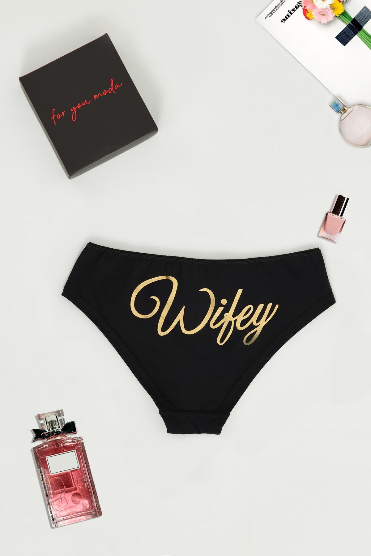 For You Lingerie Baskılı Kutulu Siyah Slip For You Lingerie Baskılı Kutulu Siyah Slip Külot