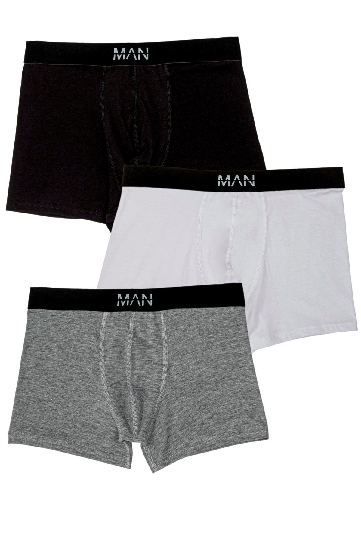 3'lü Gri Siyah Erkek Boxer  For You Man 3'lü Gri Siyah Erkek Boxer 