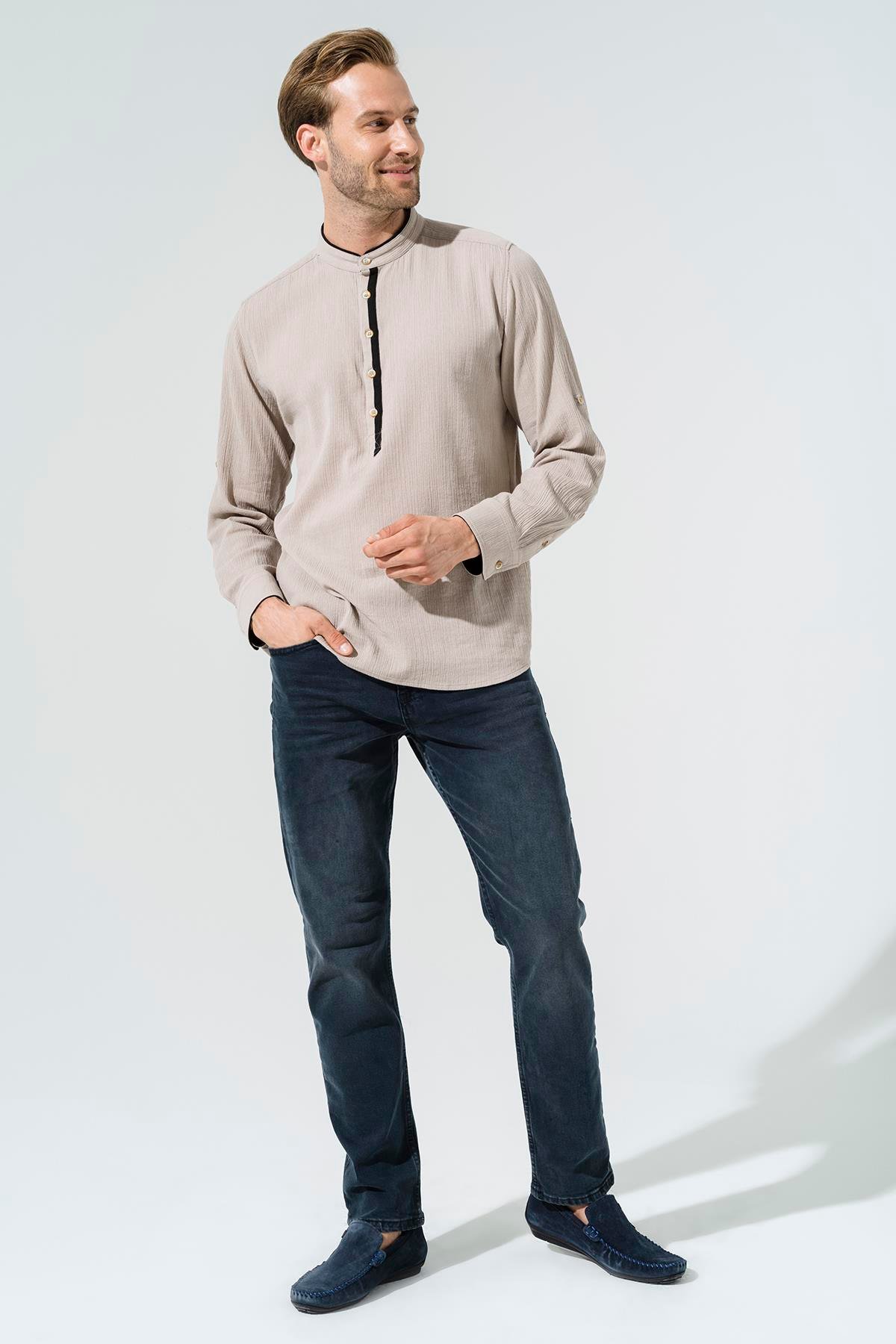 For You Man Organik Garnili Hakim Yaka Uzun Kol Taş Gömlek For You Man Organik Garnili Hakim Yaka Uzun Kol Taş Gömlek