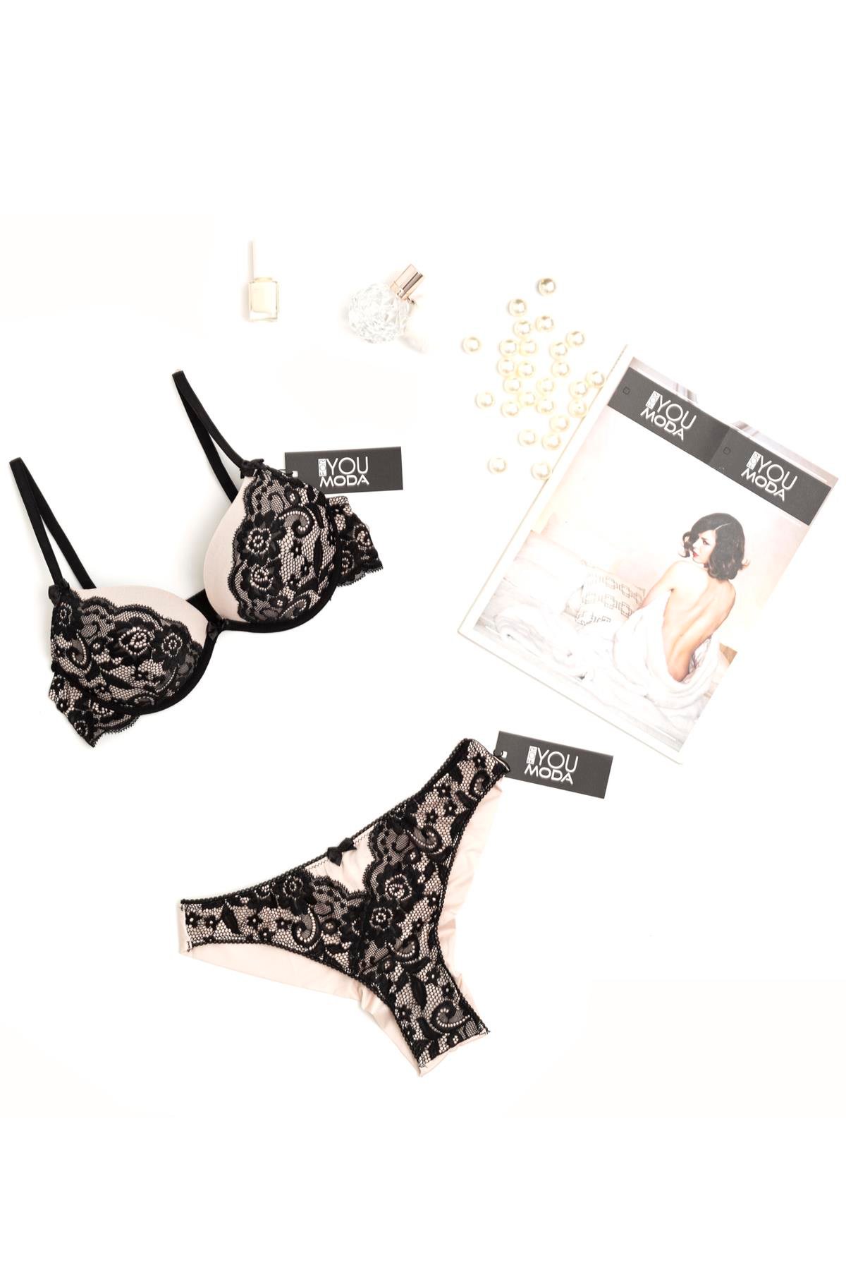 For You Moda Kadın Dantelli Destekli Dantelli Krem Sütyen Takımı For You Moda Dantelli Destekli Dantelli Krem Sütyen Takımı