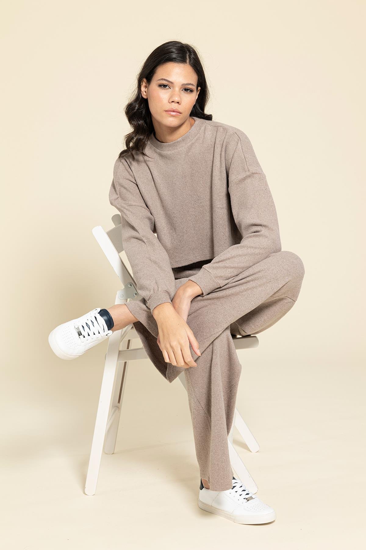 Crop Cepli Kahve Pantolon Takım  For You Woman Crop Cepli Kahve Pantolon Takım 