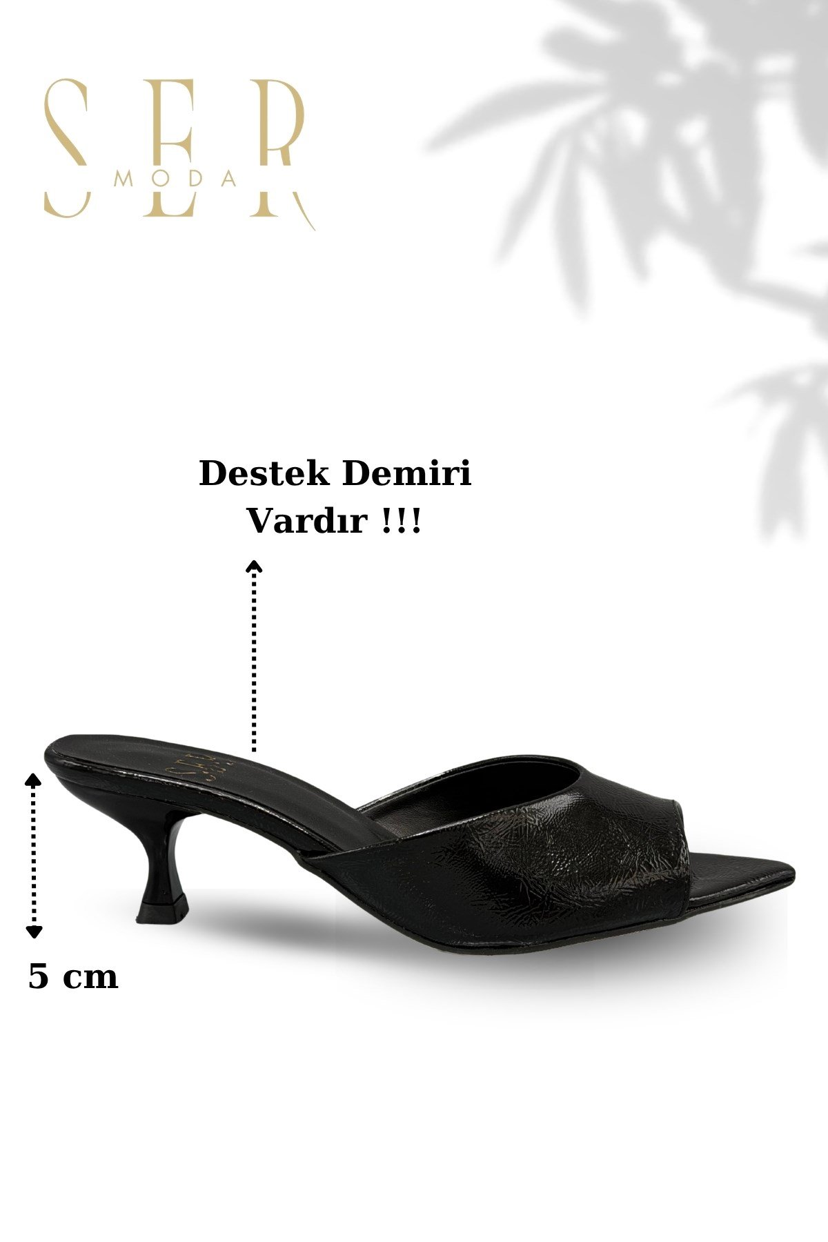 SERMODA , Terlik , Sermoda Topuklu Kadın Terlik - 5 cm İnce Topuklu Kadın Terlik Siyah Yanki