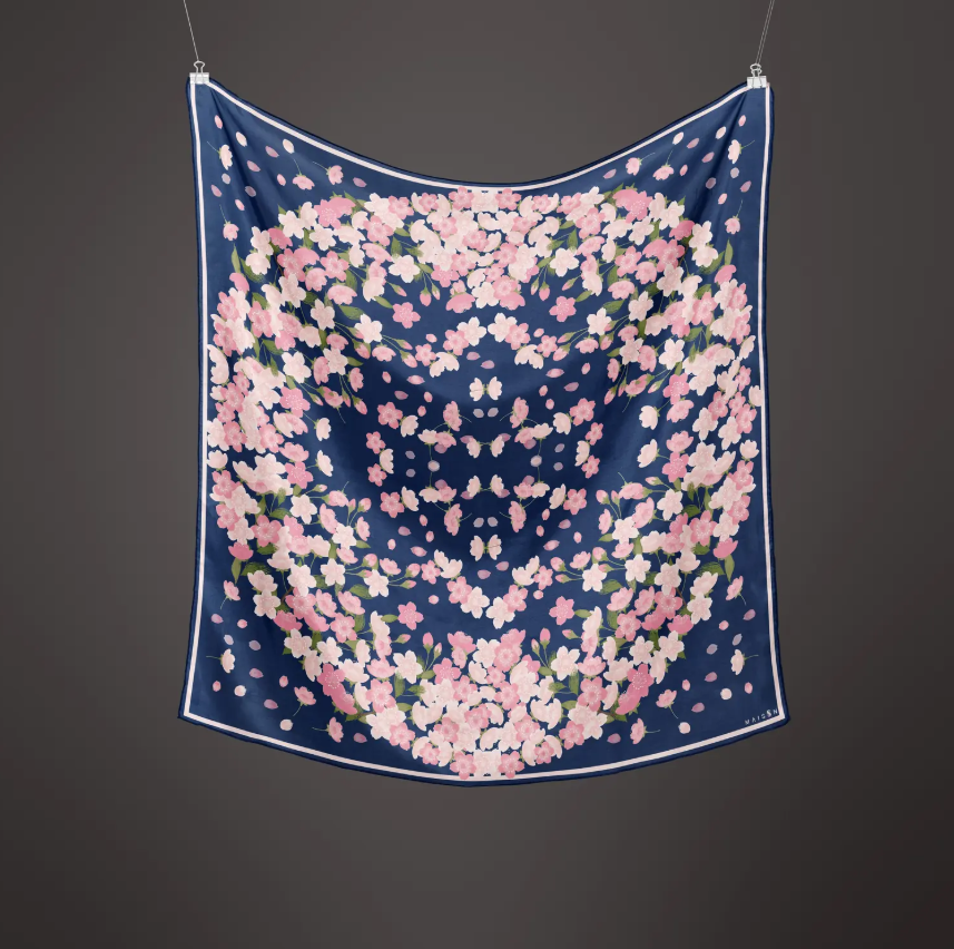 8 Maison Sakura Blue Twill İpek Pareo