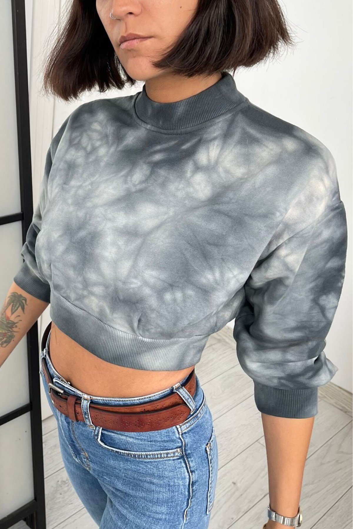 Batik Crop Sweatshirt