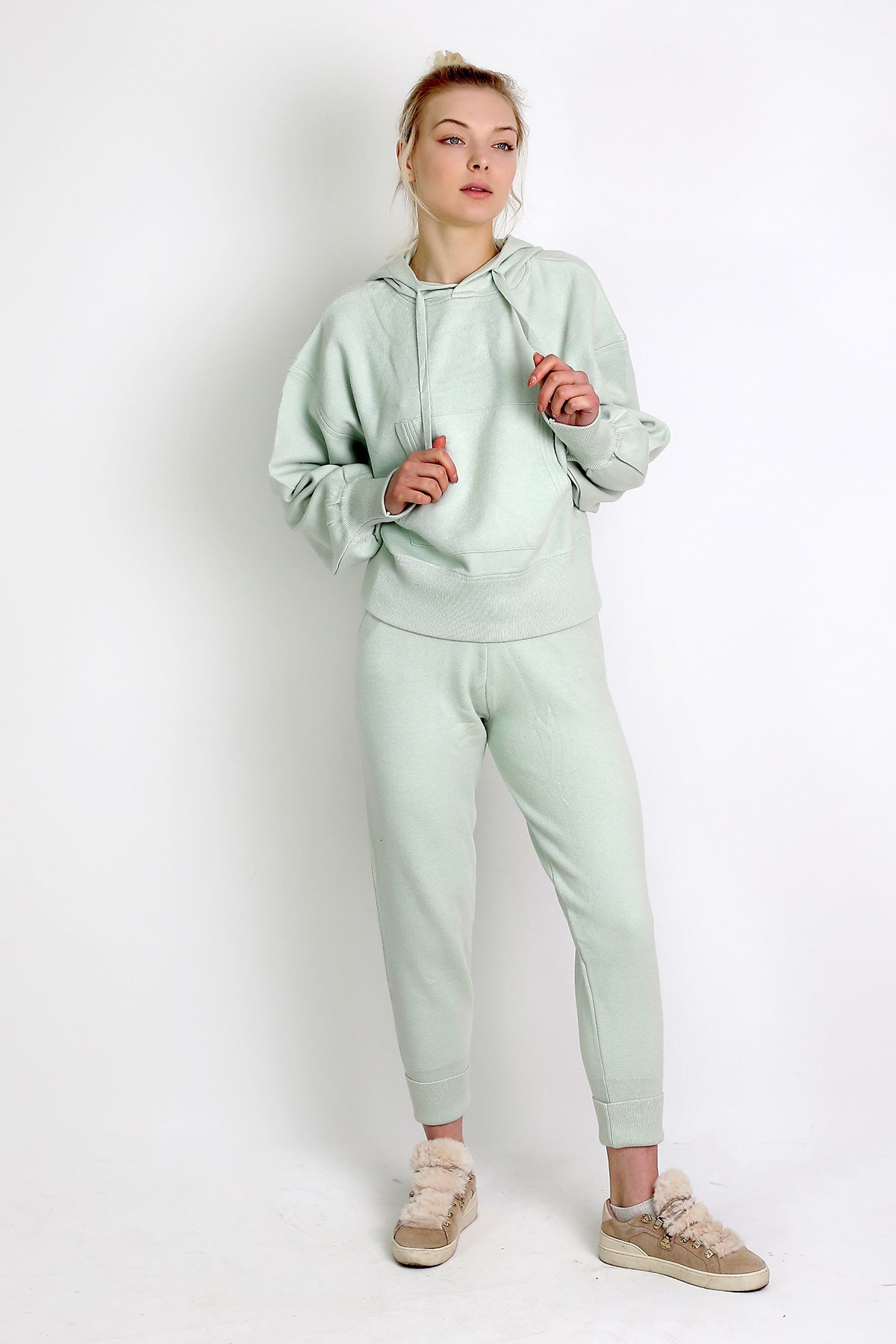 Çelik Örme Sweatshirt Yeşil