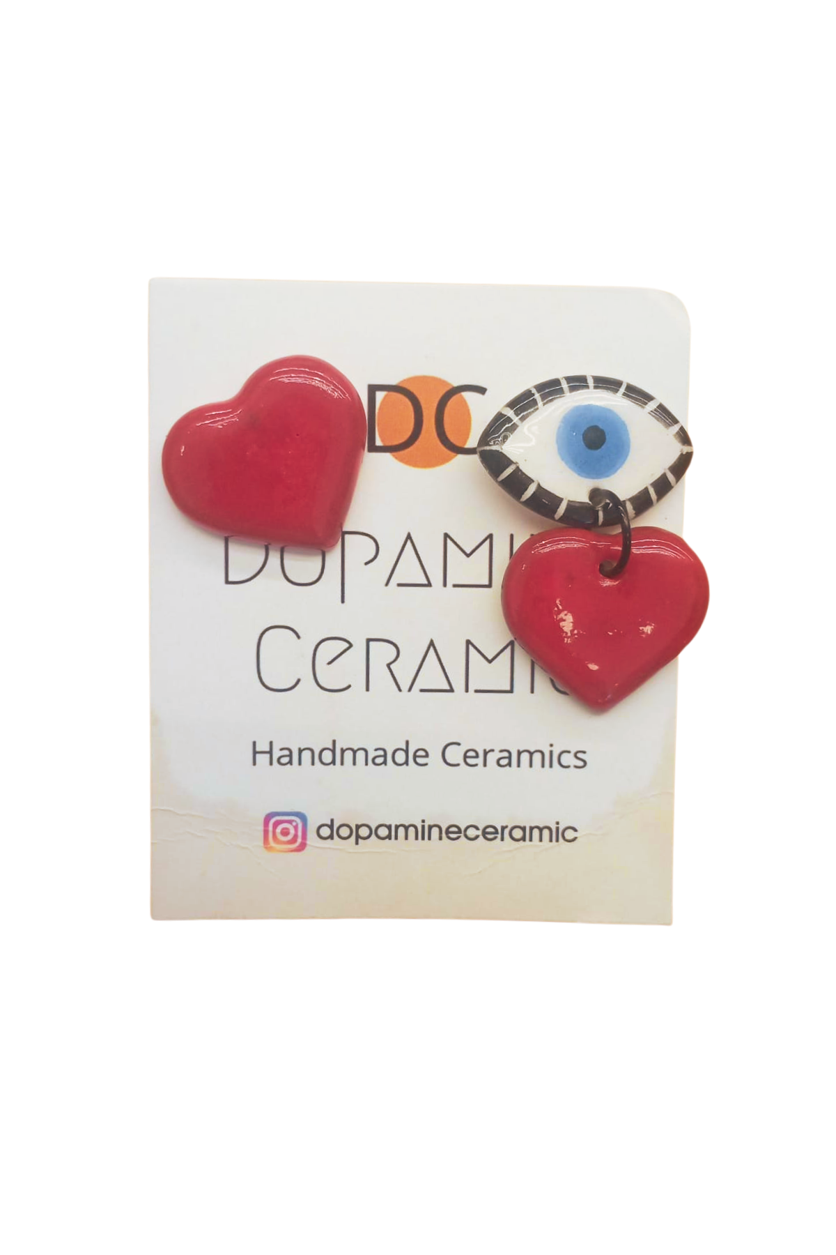 Dopamine Ceramic Kırmızı Kalpli Seramik Küpe