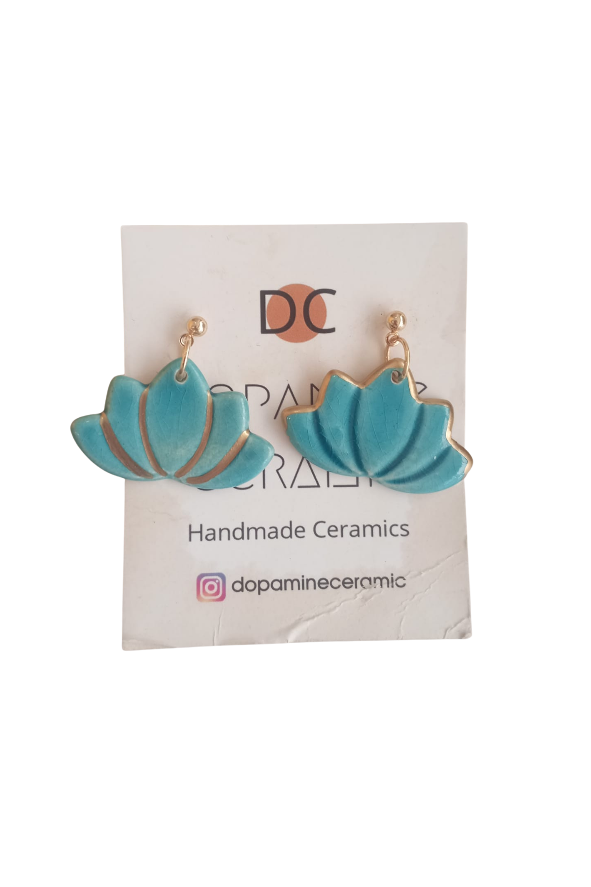 Dopamine Ceramic Yaldızlı Nilüfer Küpe