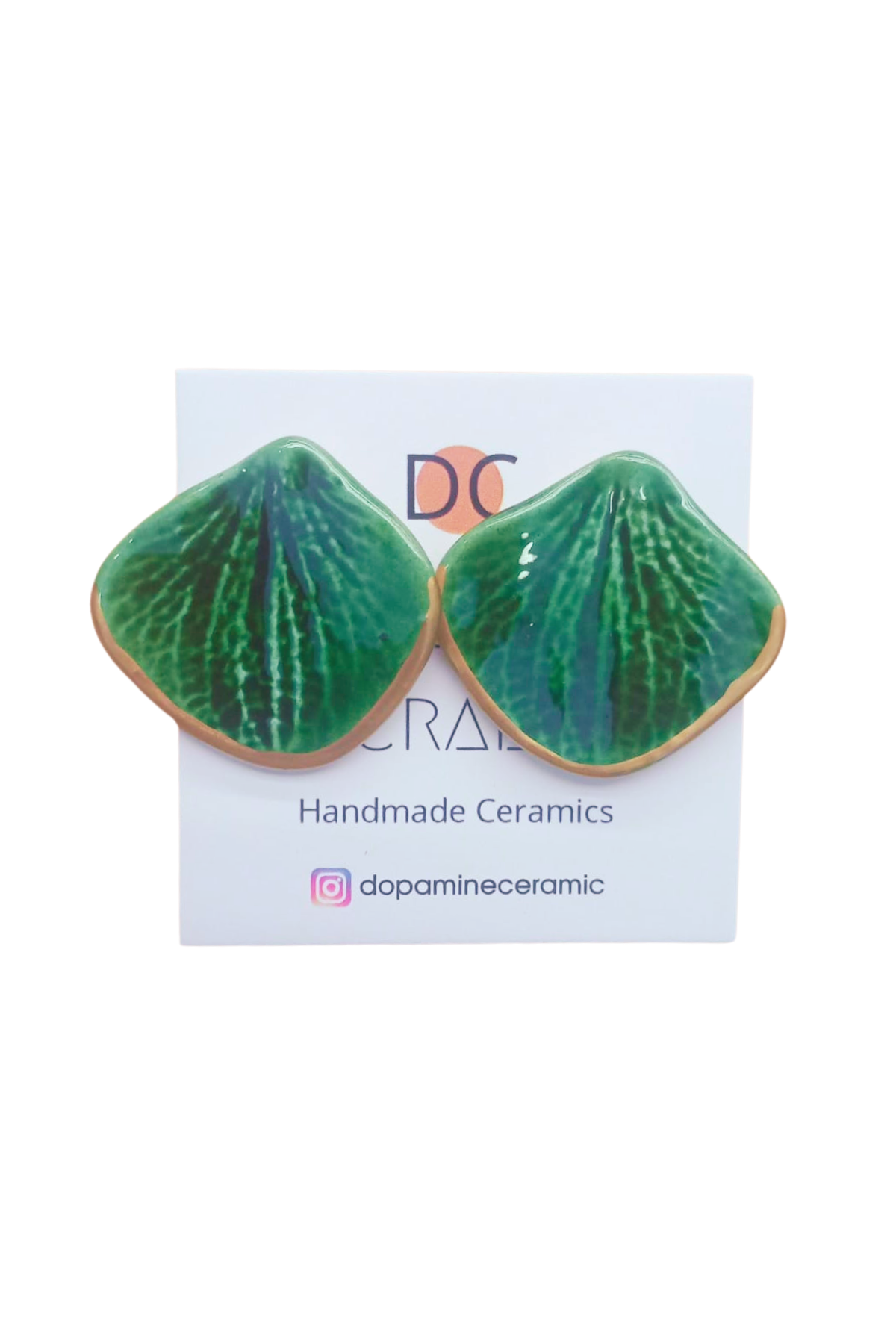 Dopamine Ceramic Yeşil Yaprak Seramik Küpe