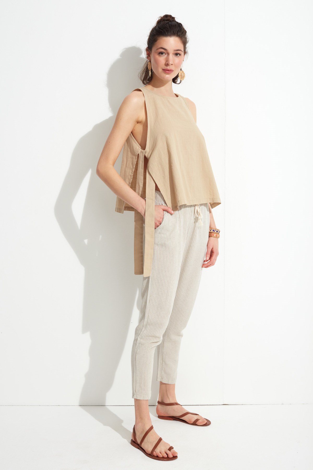 Linen Striped Pants LM22531_Natura