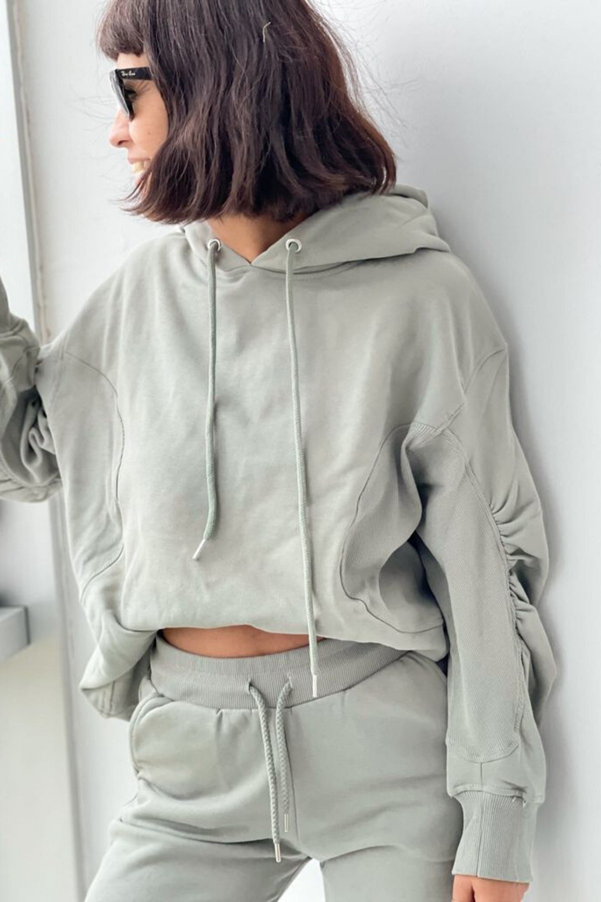 Kol Detaylı Sweatshirt Haki