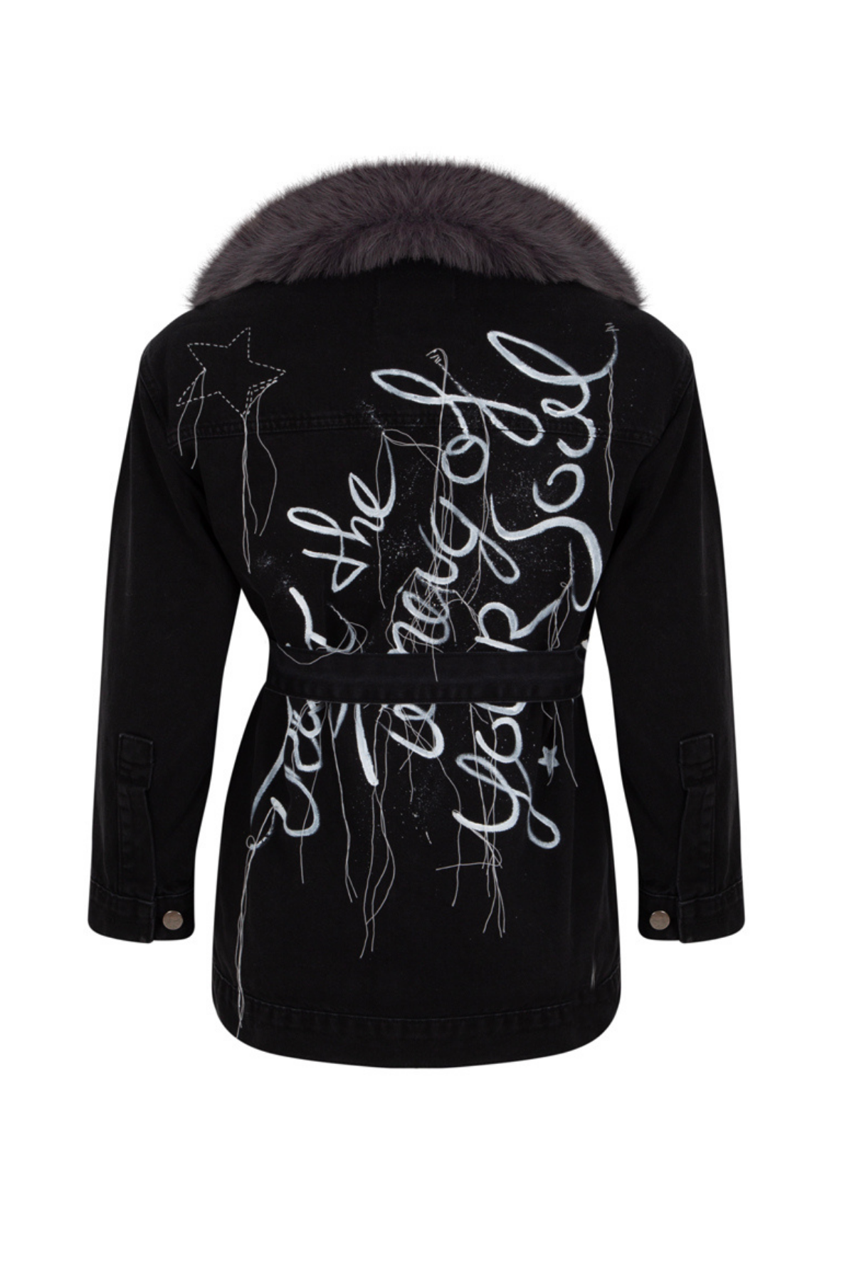 Look Project Kürklü Writing Denim Ceket