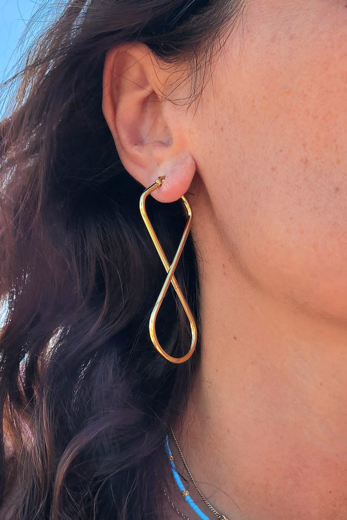 Seen By Seda Çelik İnce Sonsuz Küpe, Gold SN-18192