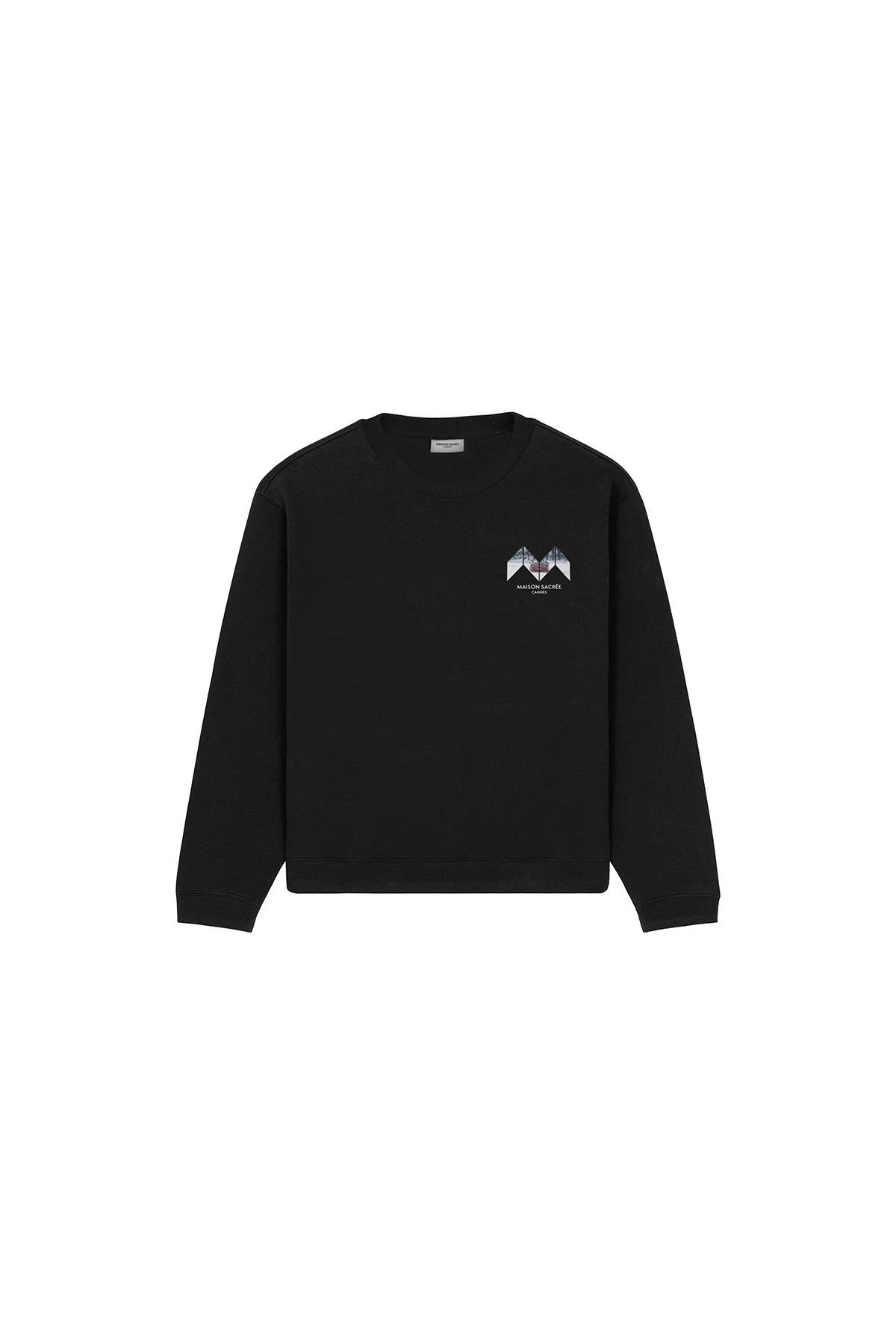 Sur La Neige Siyah Baskılı Sweatshirt