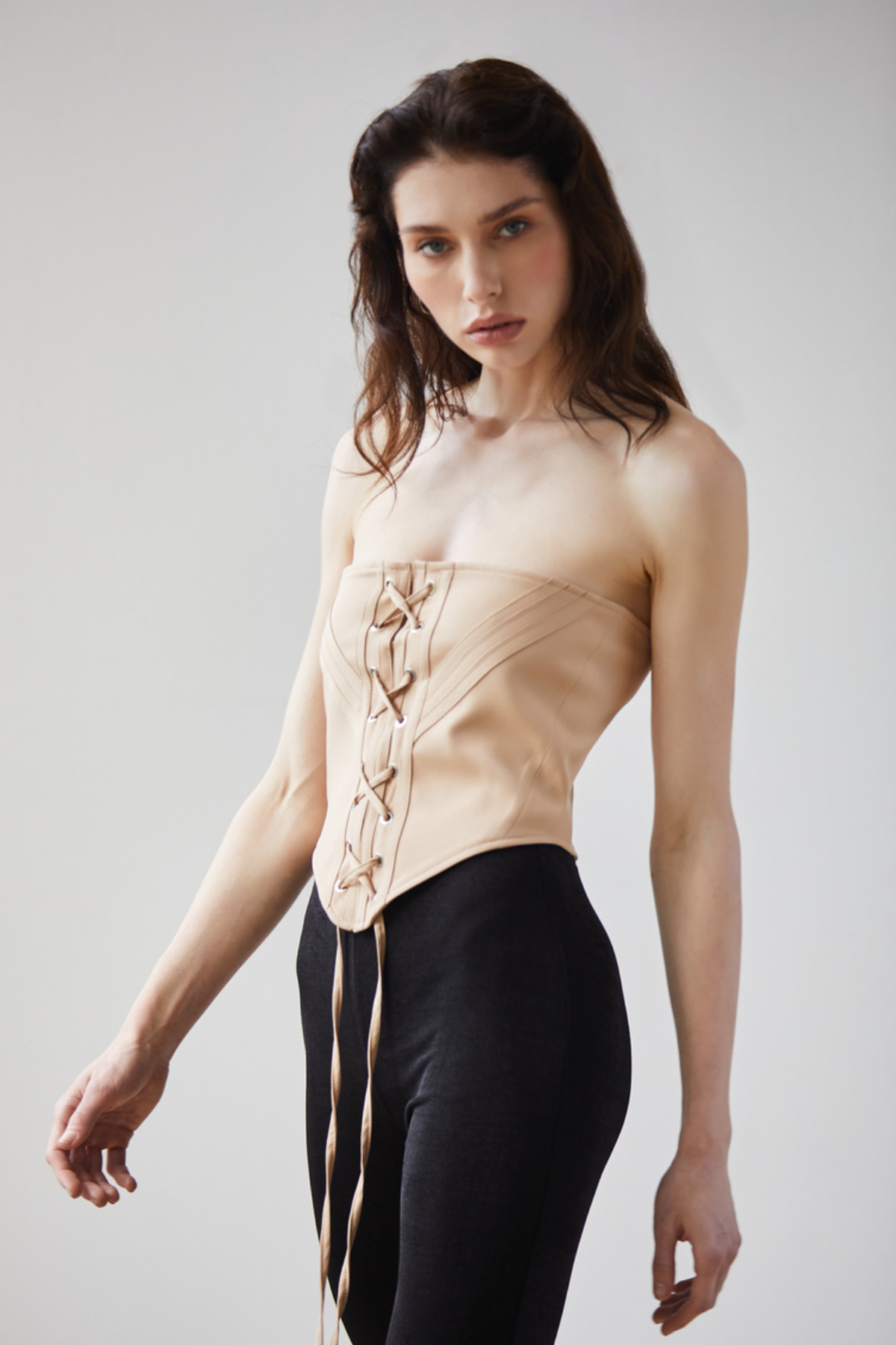 Zoe Clothing  Bej Korse Straplez