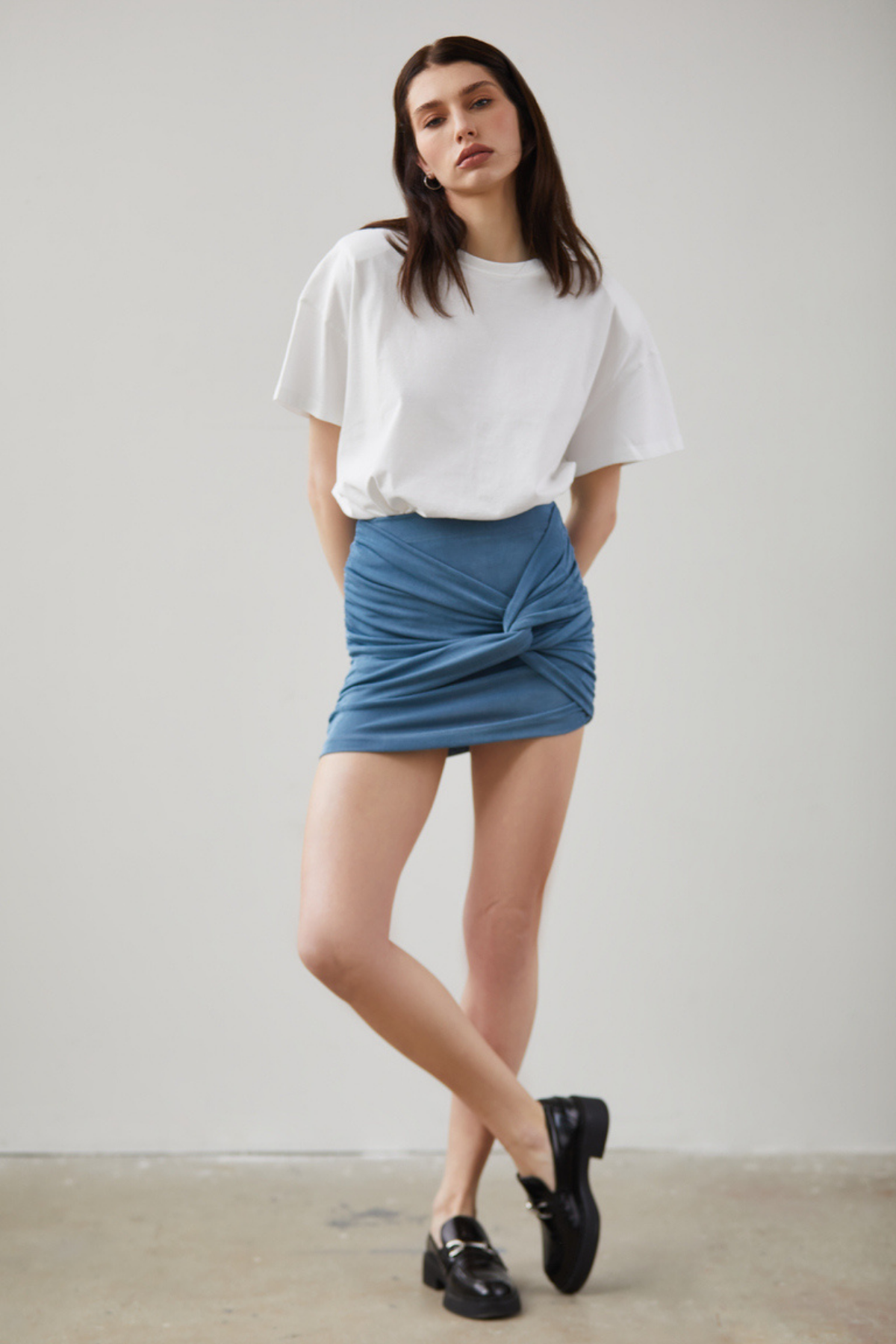 Zoe Clothing  Mavi Dokulu Kumaş Etek