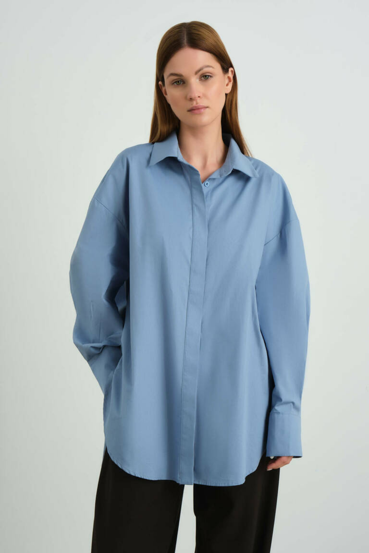 Zoe Clothing Mavi Oversize Gömlek