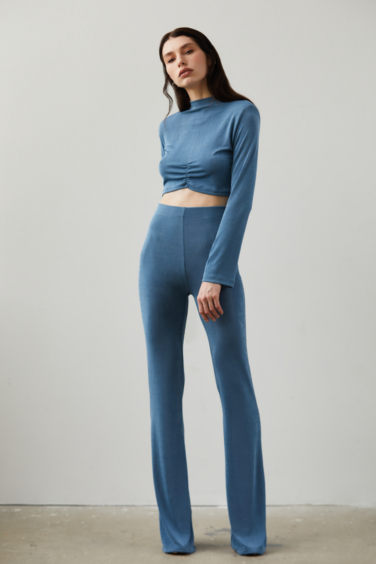Zoe Clothing Suzanne Takım Mavi Dokulu Kumaş