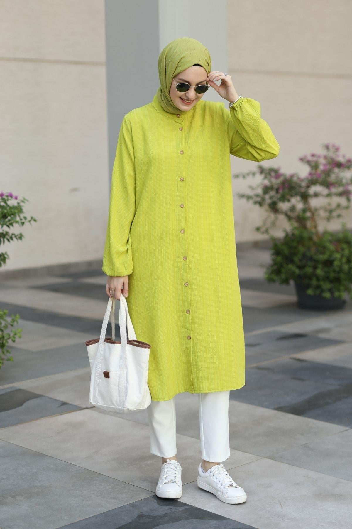 Basic Tunik Tesettür Yağ Yeşili