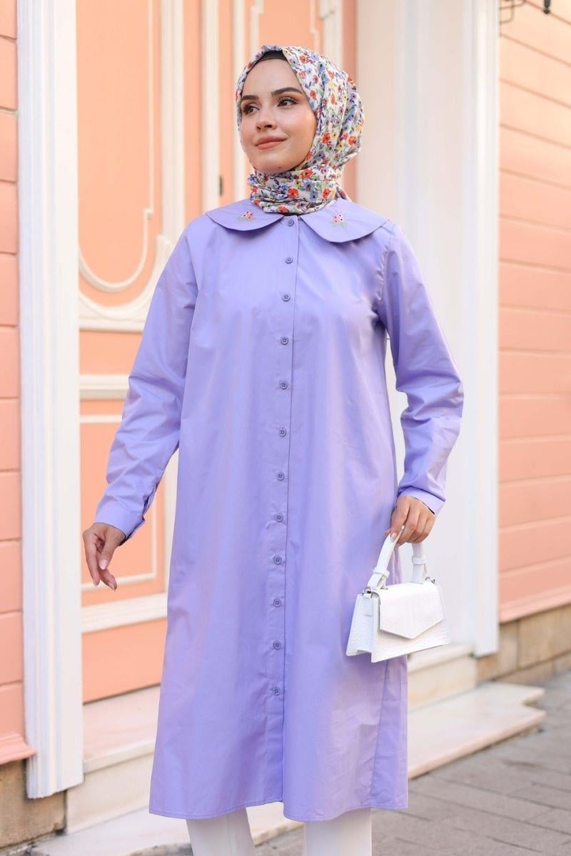 Bebe Yaka Uzun Tunik Lila