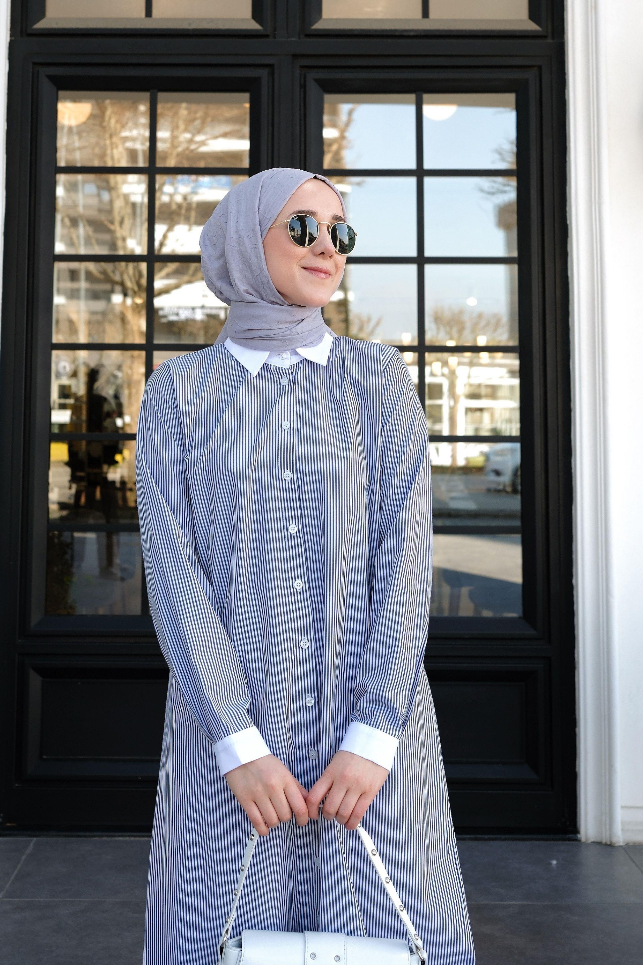 Bera Basic Çizgili Tunik Füme