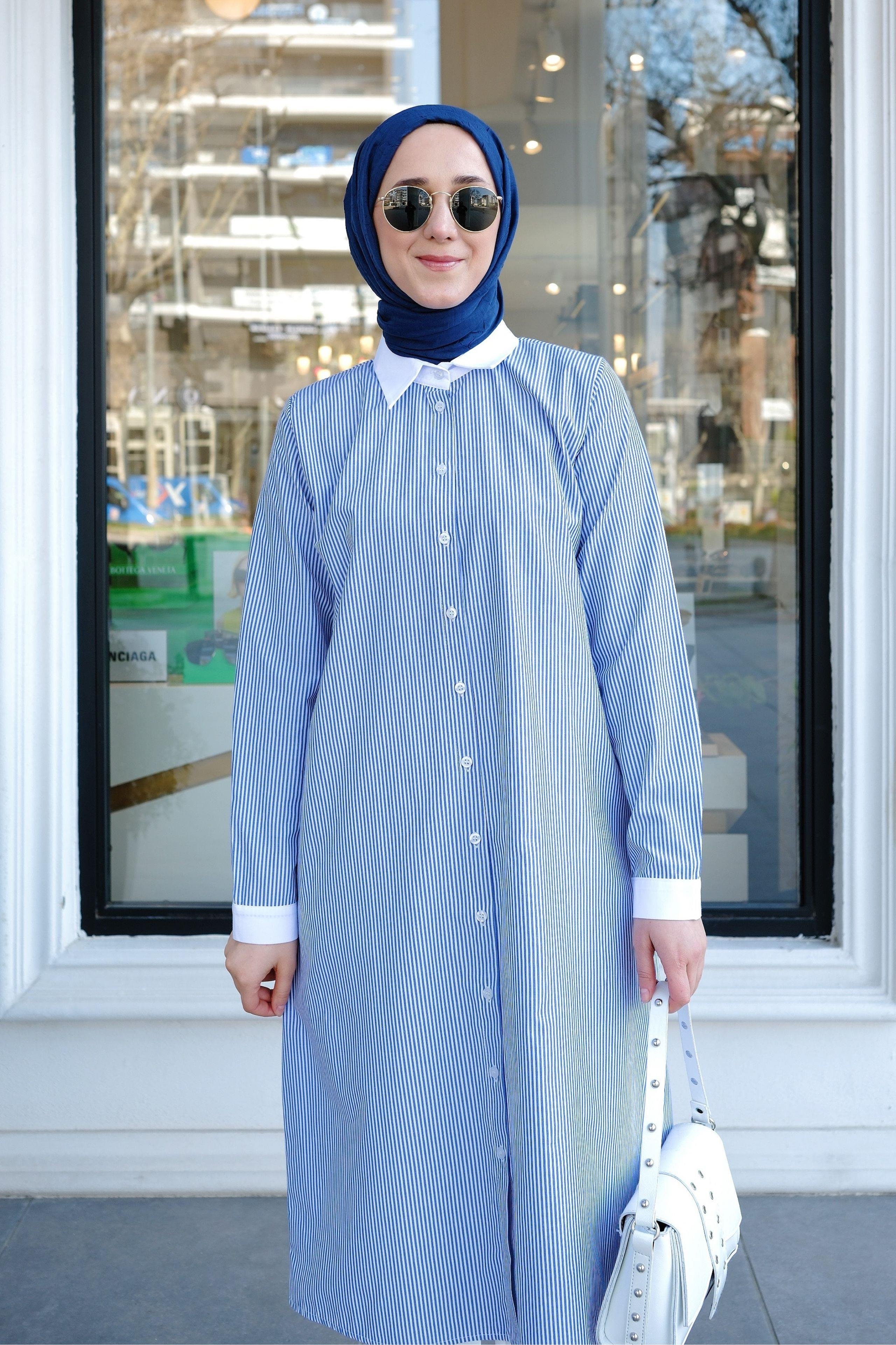 Bera Basic Çizgili Tunik Mavi