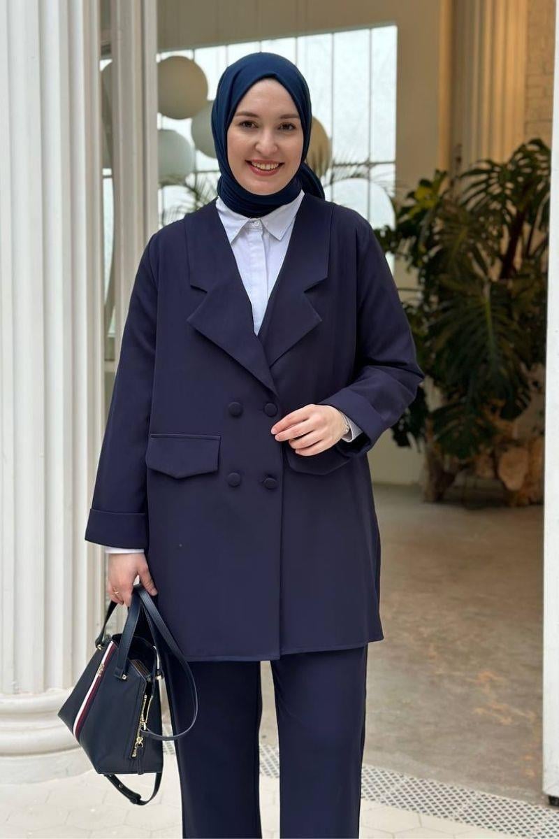 Casual Ceketli İkili Takım Lacivert