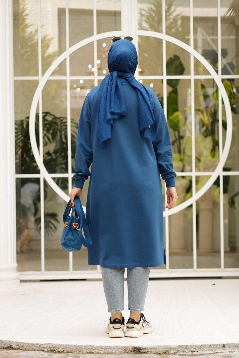 Flowers Uzun Tunik İndigo