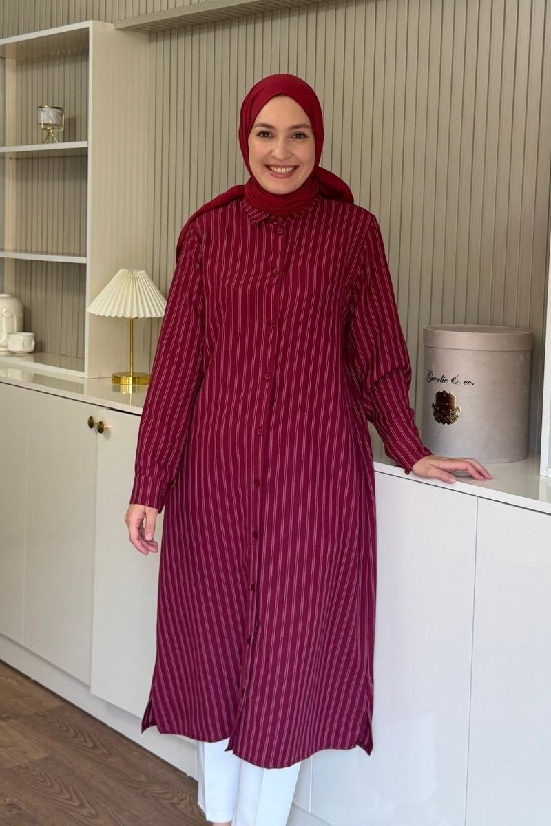 Lalin Uzun Tunik Bordo
