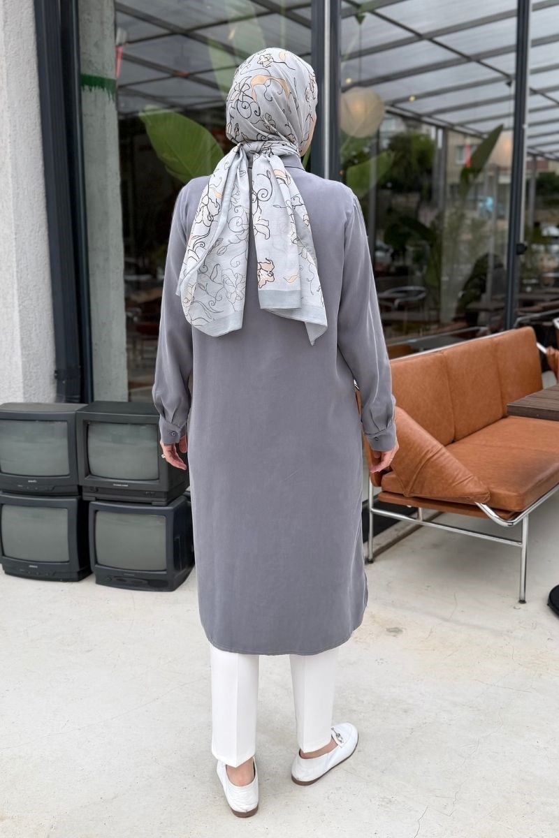 Meysa Uzun Tunik Gri