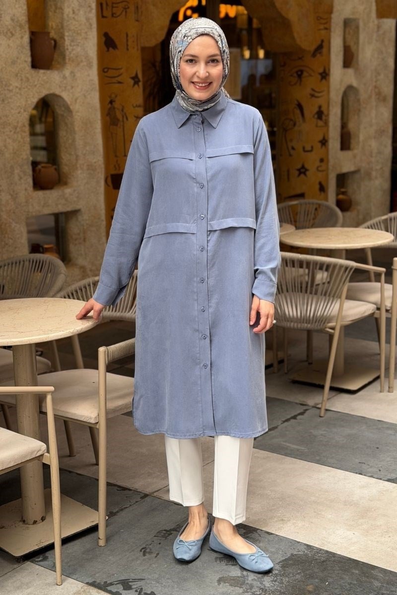 Meysa Uzun Tunik Mavi