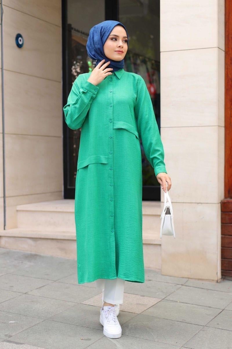 Mila Classic Uzun Tunik Yeşil