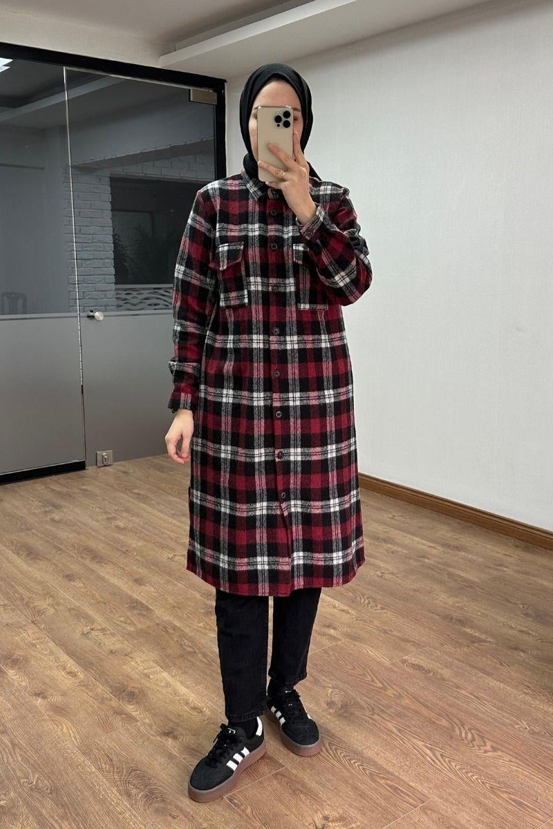 Oduncu Uzun Tunik Bordo