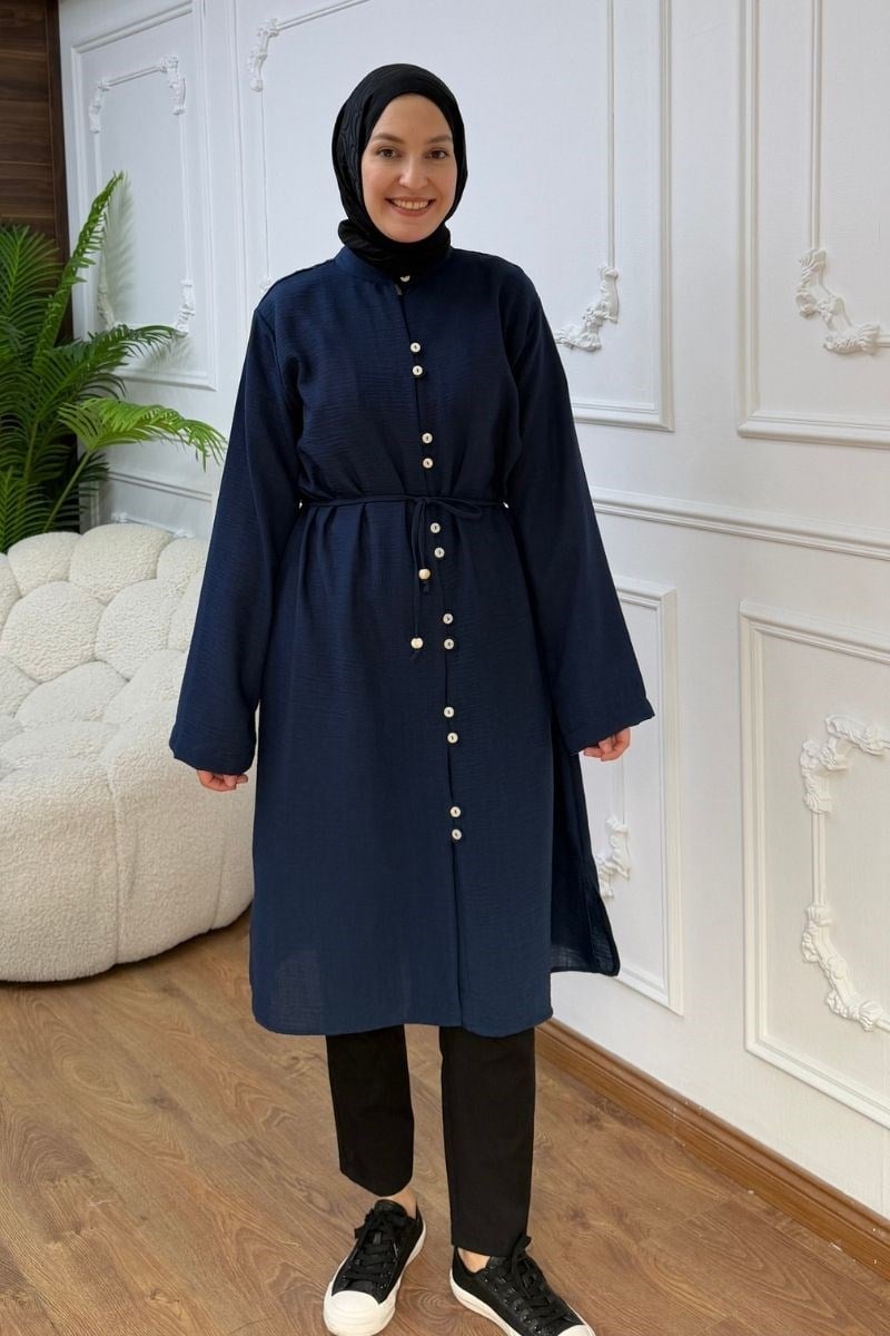 Önü Biritli Valentino Tunik Lacivert