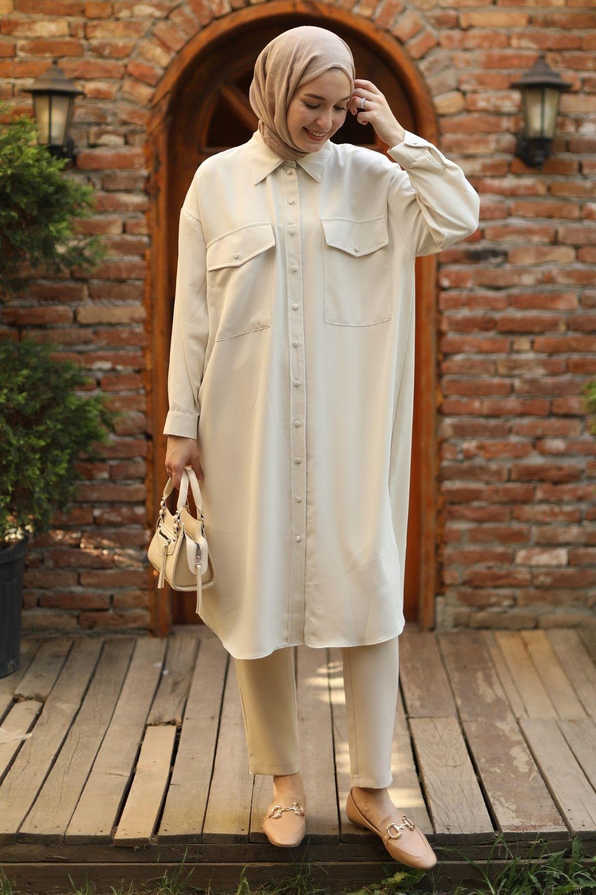 Oversize Tunik Krem